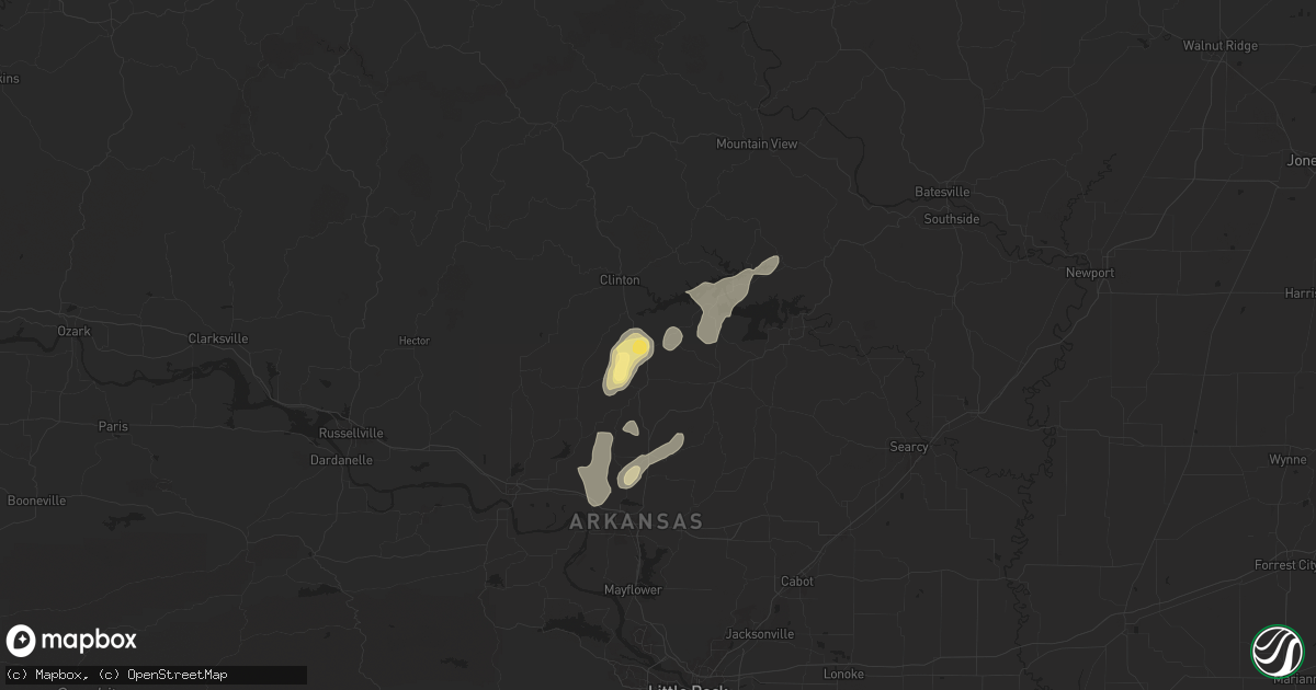 Hail map in Bee Branch, AR on September 15, 2025