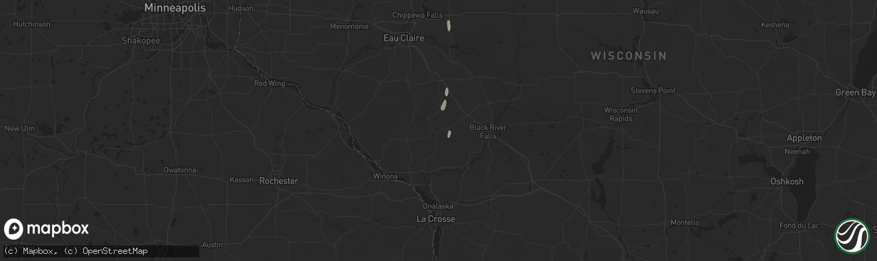 Hail map in Blair, WI on September 15, 2025