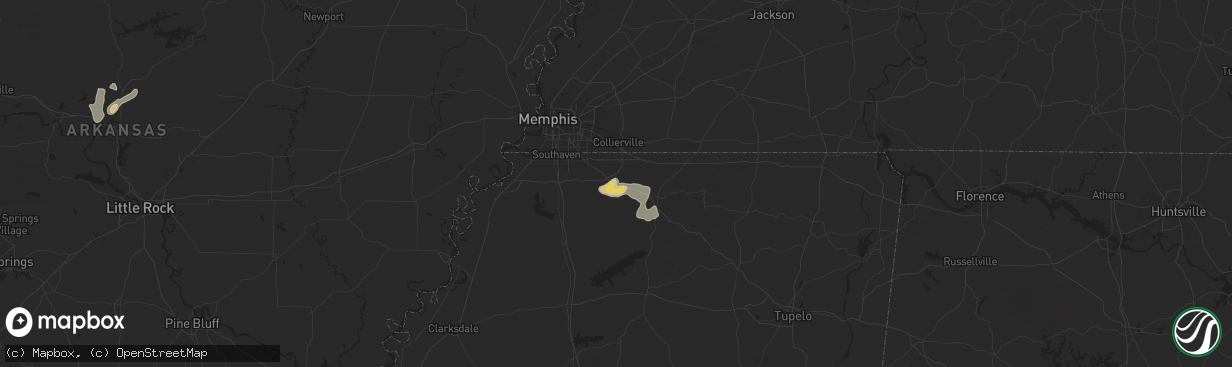 Hail map in Byhalia, MS on September 15, 2025