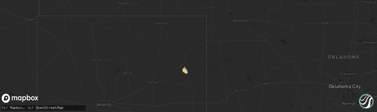 Hail map in Canadian, TX on September 15, 2025