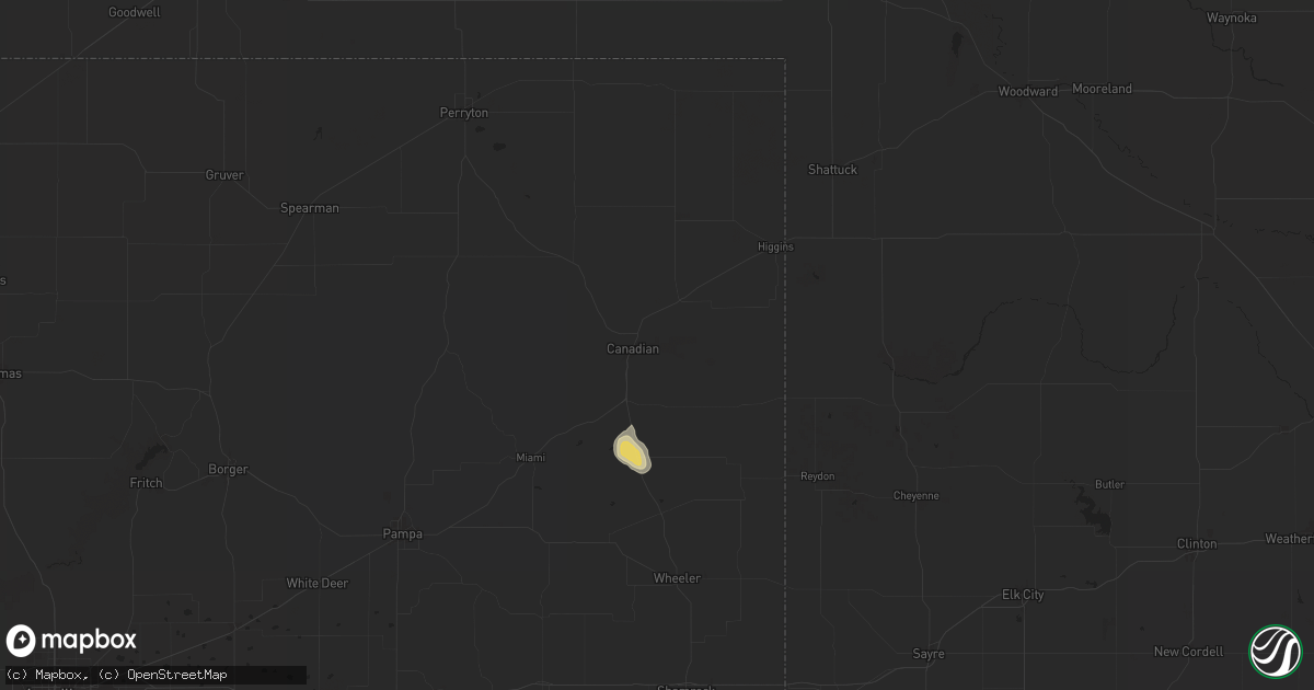 Hail map in Canadian, TX on September 15, 2025