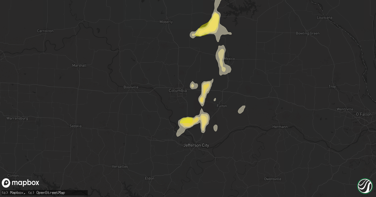 Hail map in Columbia, MO on September 15, 2025