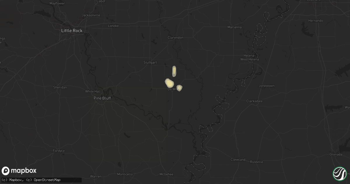 Hail map in De Witt, AR on September 15, 2025