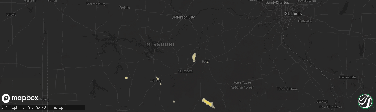 Hail map in Dixon, MO on September 15, 2025