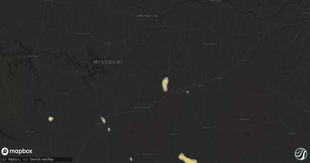 Hail map in Dixon, MO on September 15, 2025