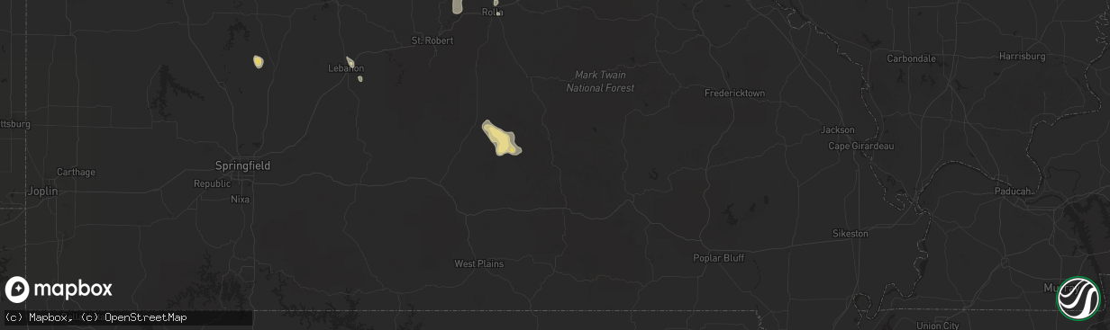 Hail map in Eminence, MO on September 15, 2025