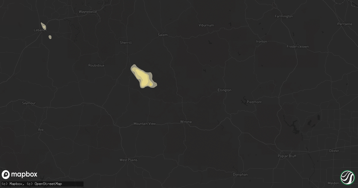 Hail map in Eminence, MO on September 15, 2025