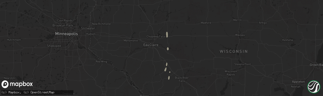 Hail map in Fall Creek, WI on September 15, 2025