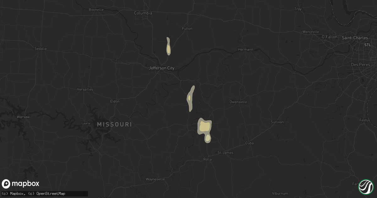 Hail map in Freeburg, MO on September 15, 2025