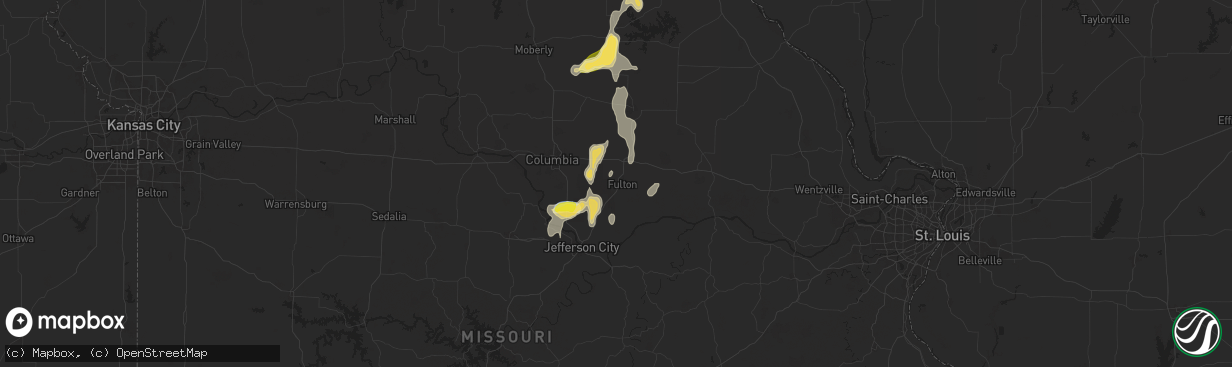 Hail map in Fulton, MO on September 15, 2025