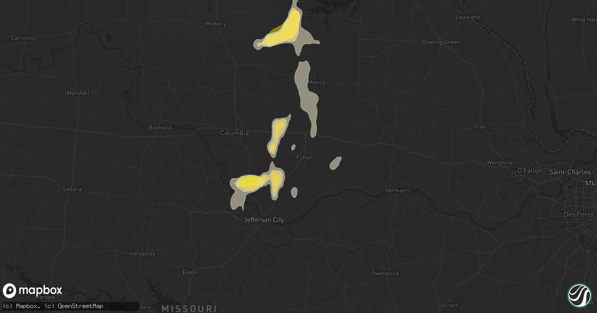 Hail map in Fulton, MO on September 15, 2025