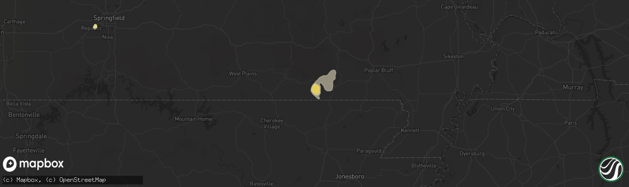 Hail map in Gatewood, MO on September 15, 2025