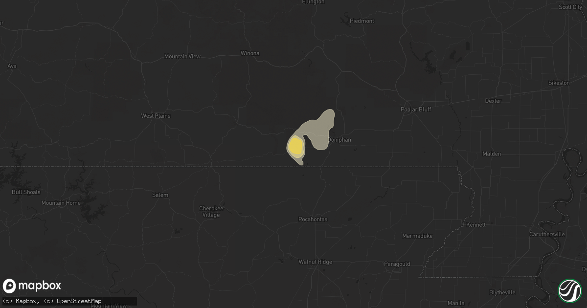 Hail map in Gatewood, MO on September 15, 2025