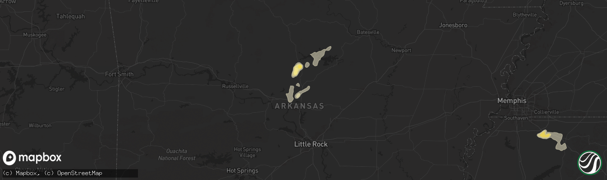 Hail map in Greenbrier, AR on September 15, 2025