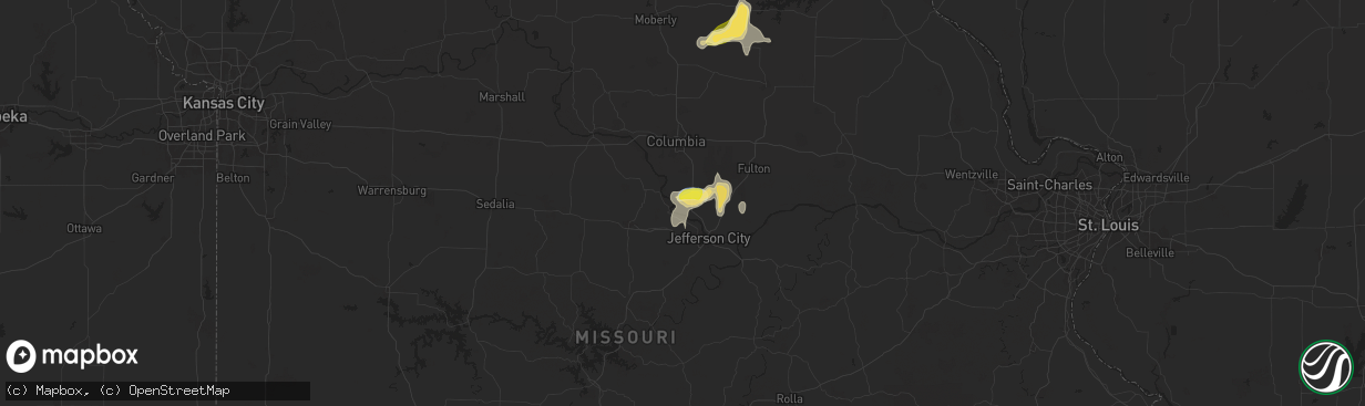 Hail map in Hartsburg, MO on September 15, 2025
