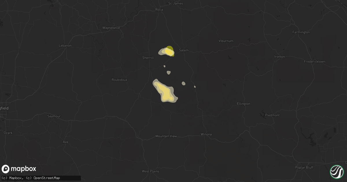 Hail map in Hartshorn, MO on September 15, 2025