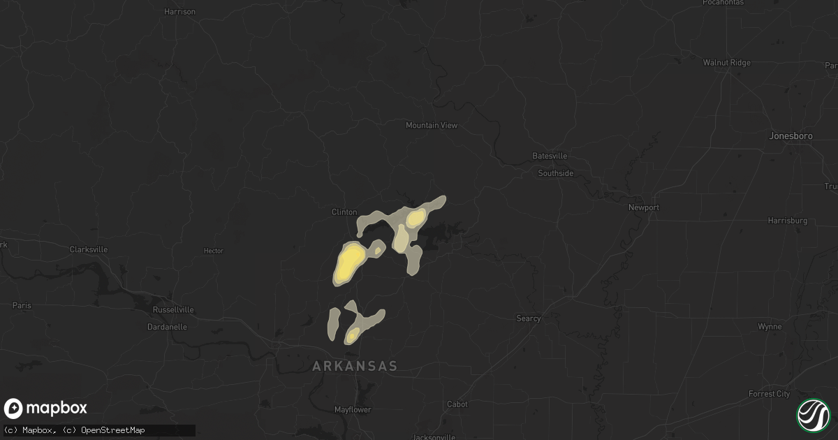 Hail map in Higden, AR on September 15, 2025