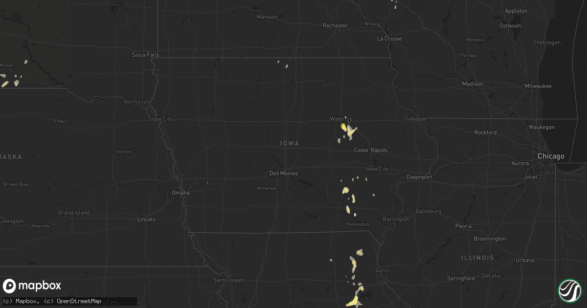Hail map in Iowa on September 15, 2025