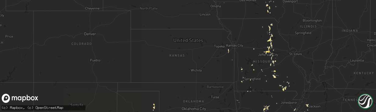 Hail map in Kansas on September 15, 2025