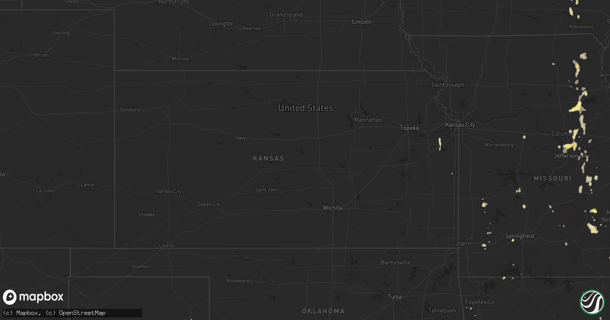 Hail map in Kansas on September 15, 2025