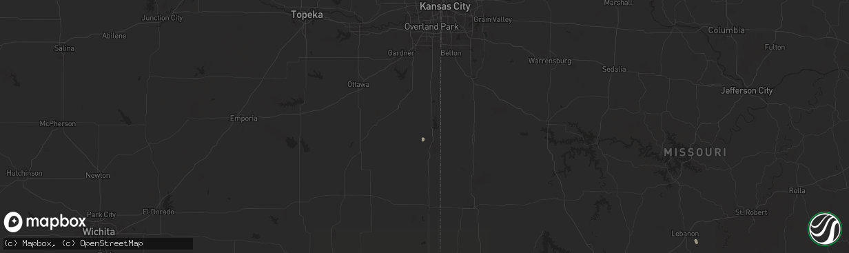 Hail map in La Cygne, KS on September 15, 2025