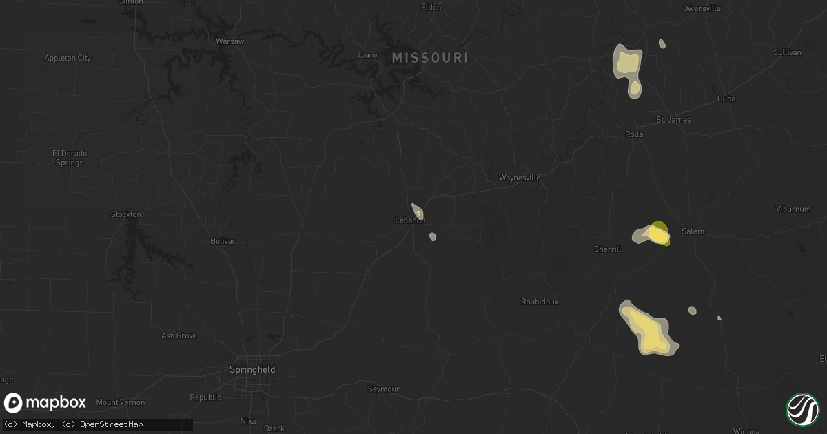 Hail map in Lebanon, MO on September 15, 2025