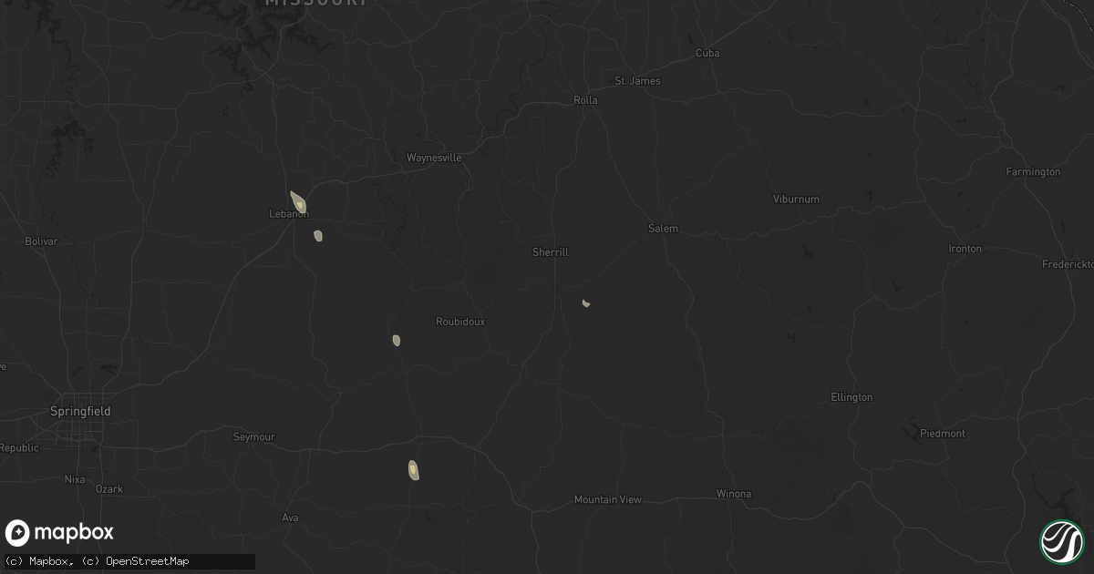Hail map in Licking, MO on September 15, 2025
