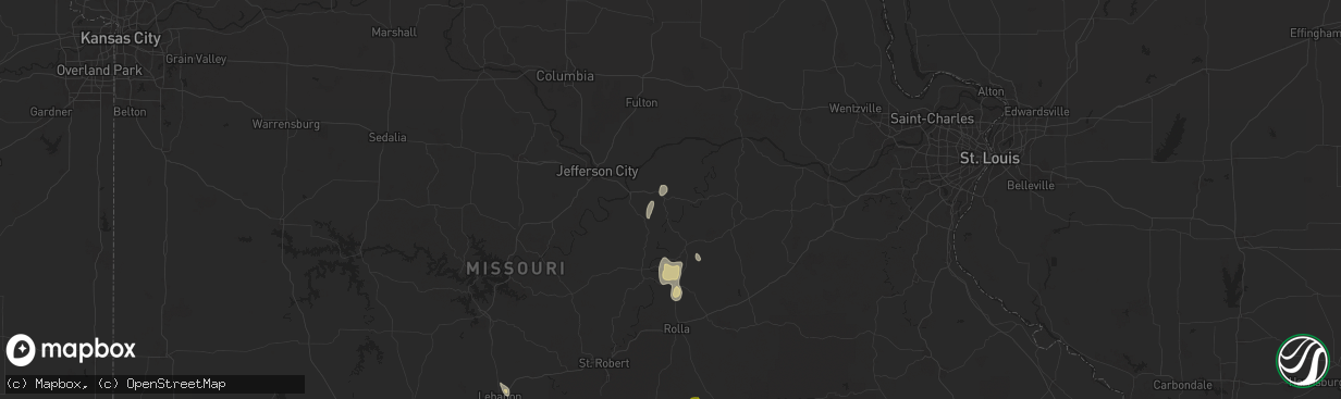 Hail map in Linn, MO on September 15, 2025