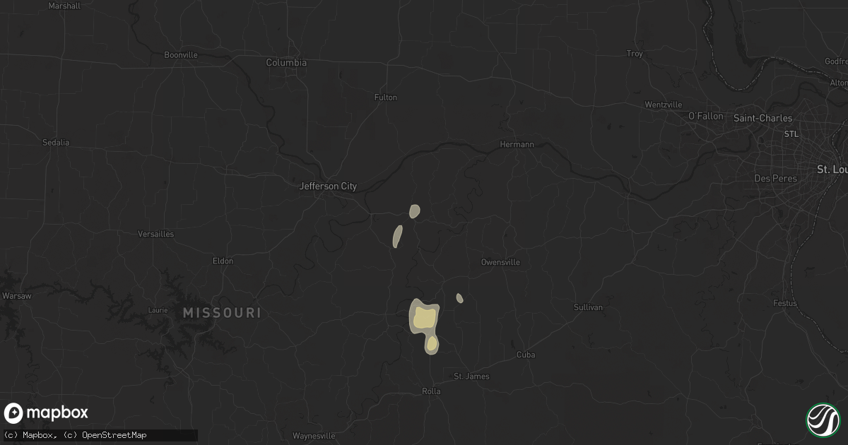 Hail map in Linn, MO on September 15, 2025