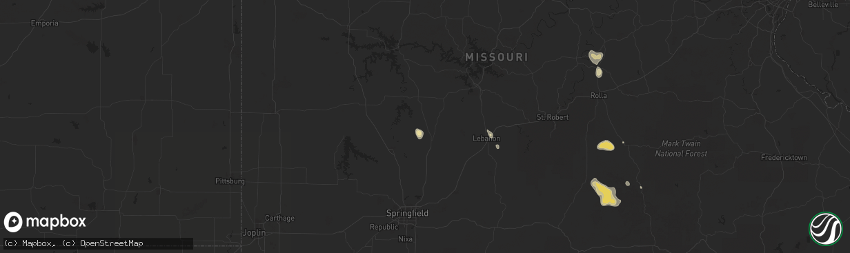 Hail map in Louisburg, MO on September 15, 2025