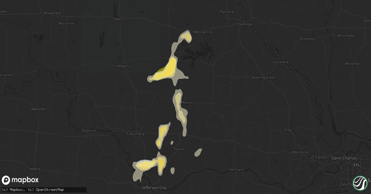Hail map in Mexico, MO on September 15, 2025