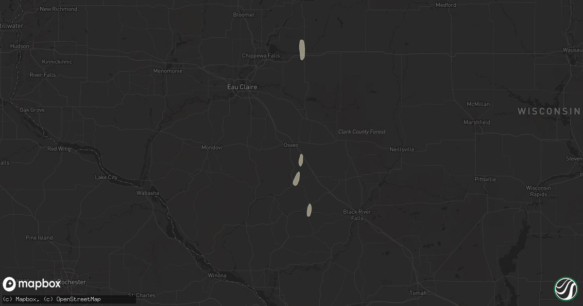 Hail map in Osseo, WI on September 15, 2025