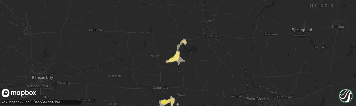 Hail map in Paris, MO on September 15, 2025