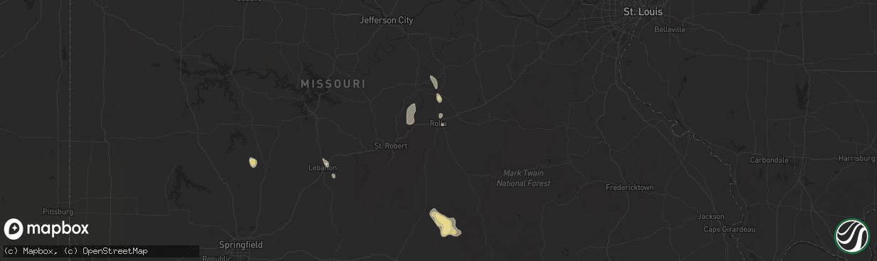 Hail map in Rolla, MO on September 15, 2025