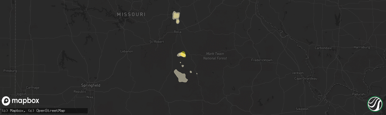 Hail map in Salem, MO on September 15, 2025