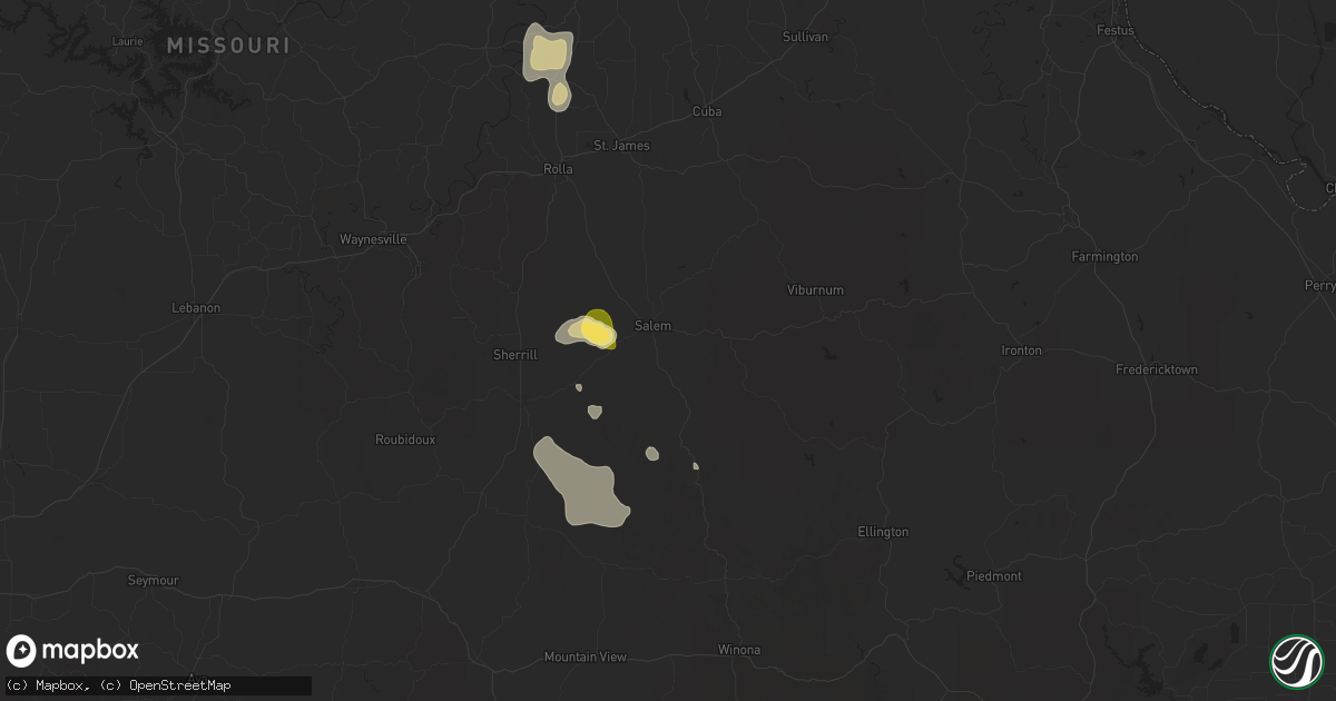 Hail map in Salem, MO on September 15, 2025