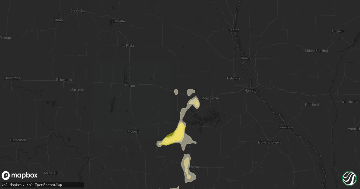 Hail map in Shelbina, MO on September 15, 2025