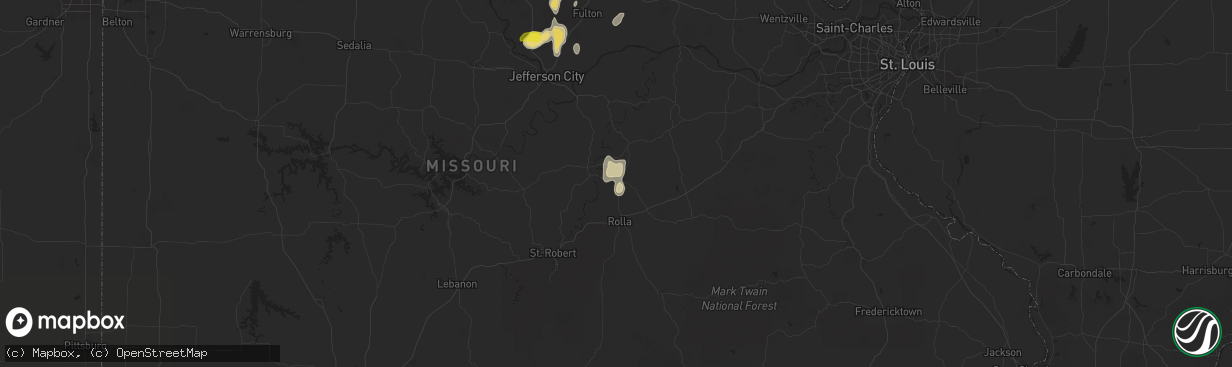 Hail map in Vichy, MO on September 15, 2025