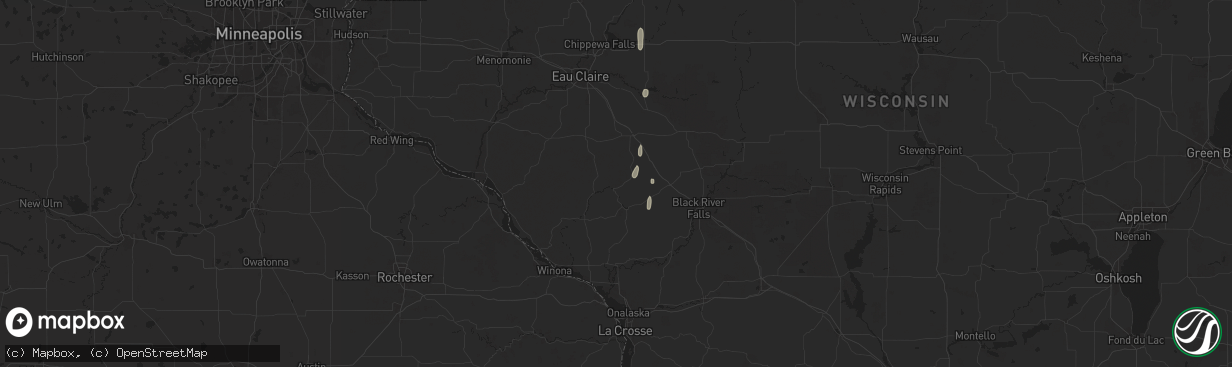 Hail map in Whitehall, WI on September 15, 2025