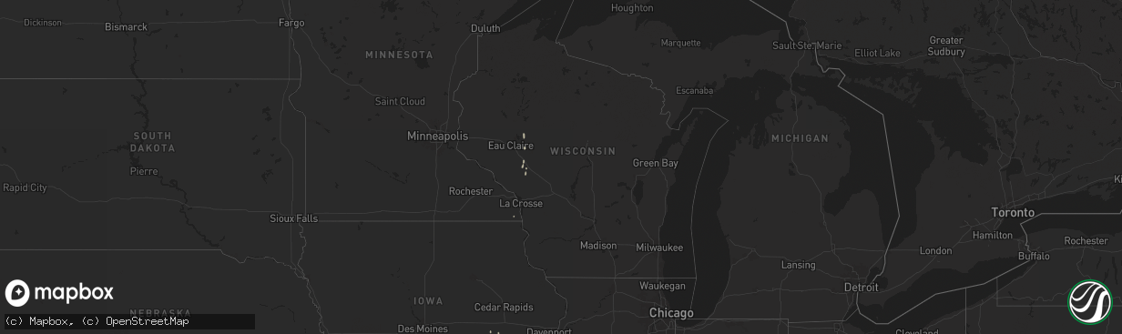 Hail map in Wisconsin on September 15, 2025