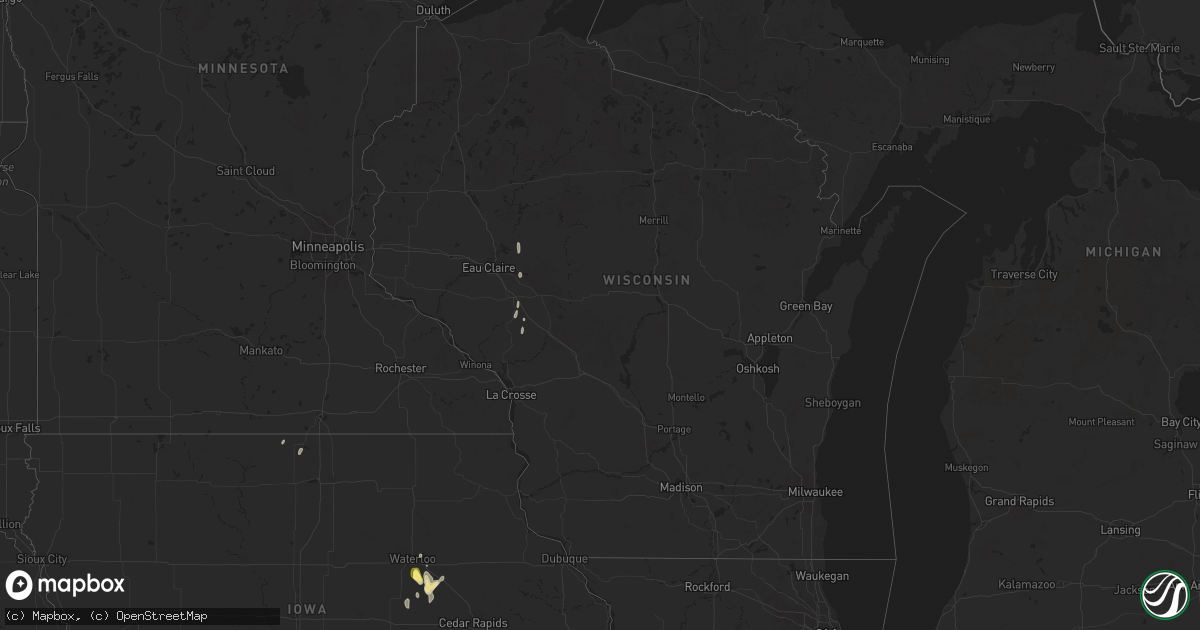 Hail map in Wisconsin on September 15, 2025