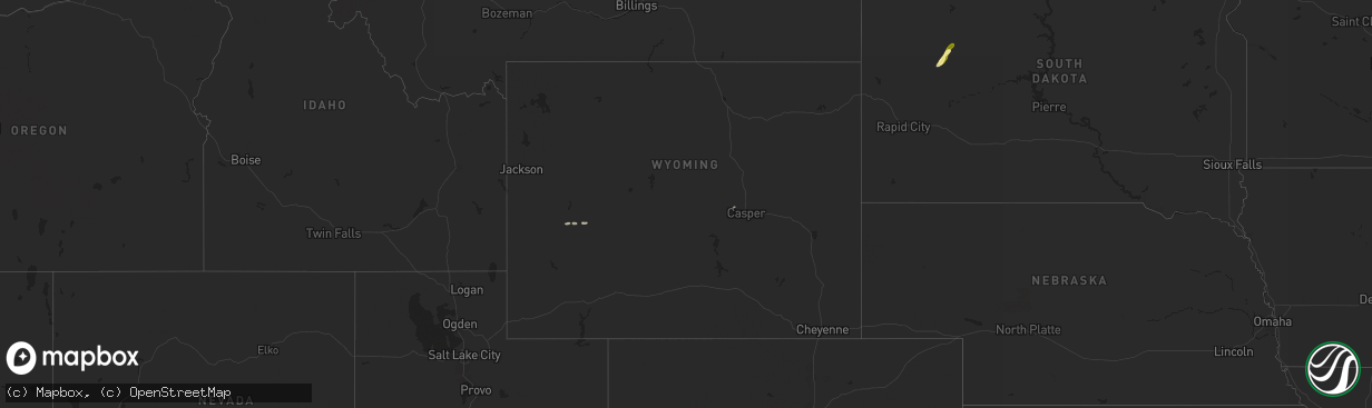 Hail map in Wyoming on September 15, 2025