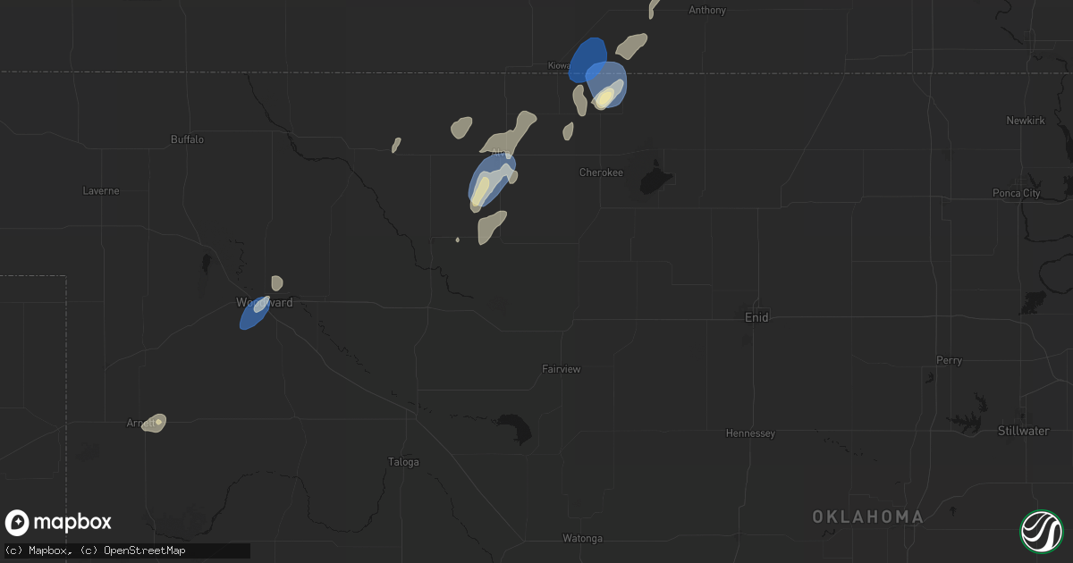 Hail map in Aline, OK on September 15, 2026