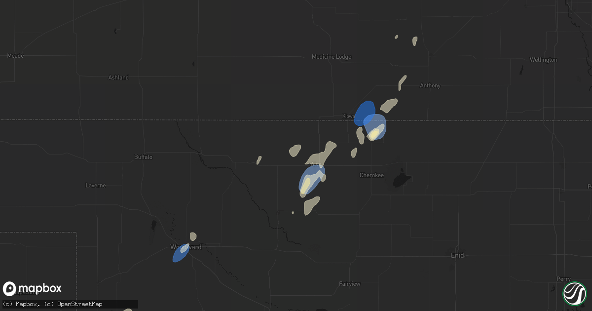 Hail map in Alva, OK on September 15, 2026