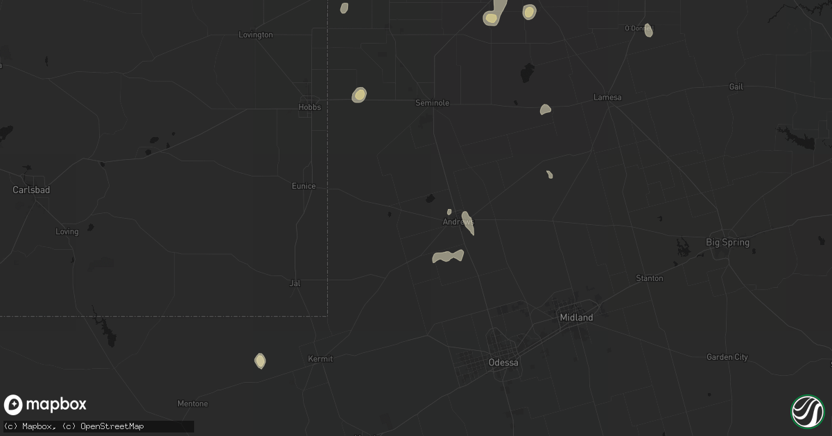 Hail map in Andrews, TX on September 15, 2026