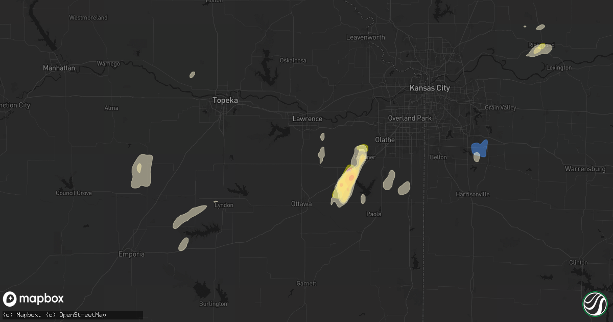 Hail map in Baldwin City, KS on September 15, 2026