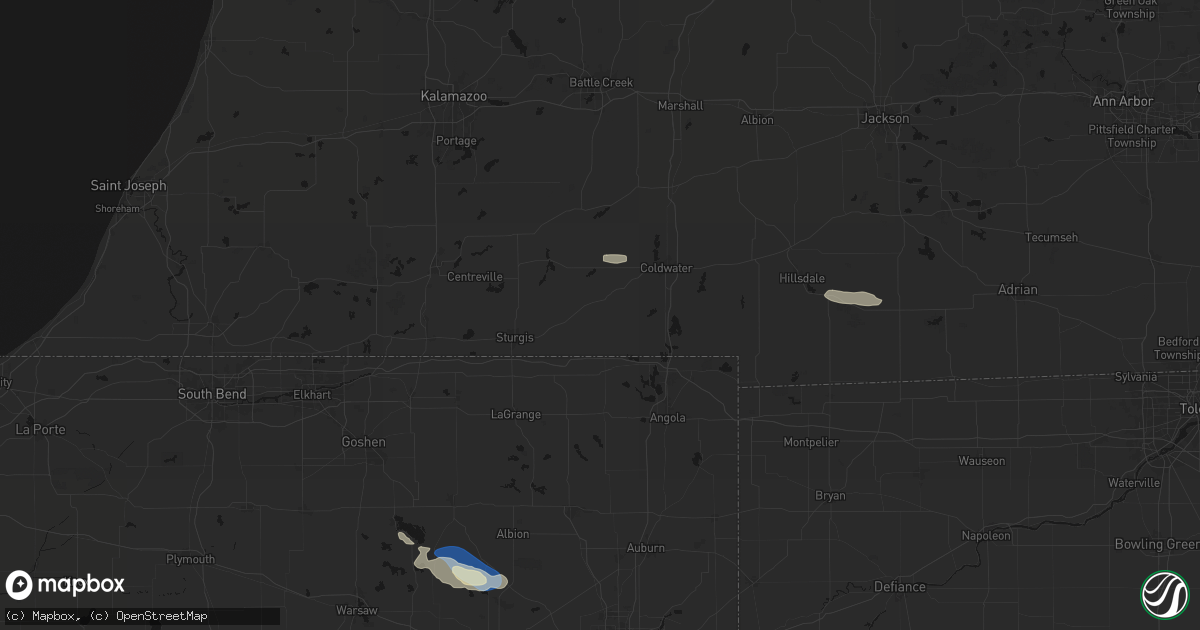 Hail map in Bronson, MI on September 15, 2026