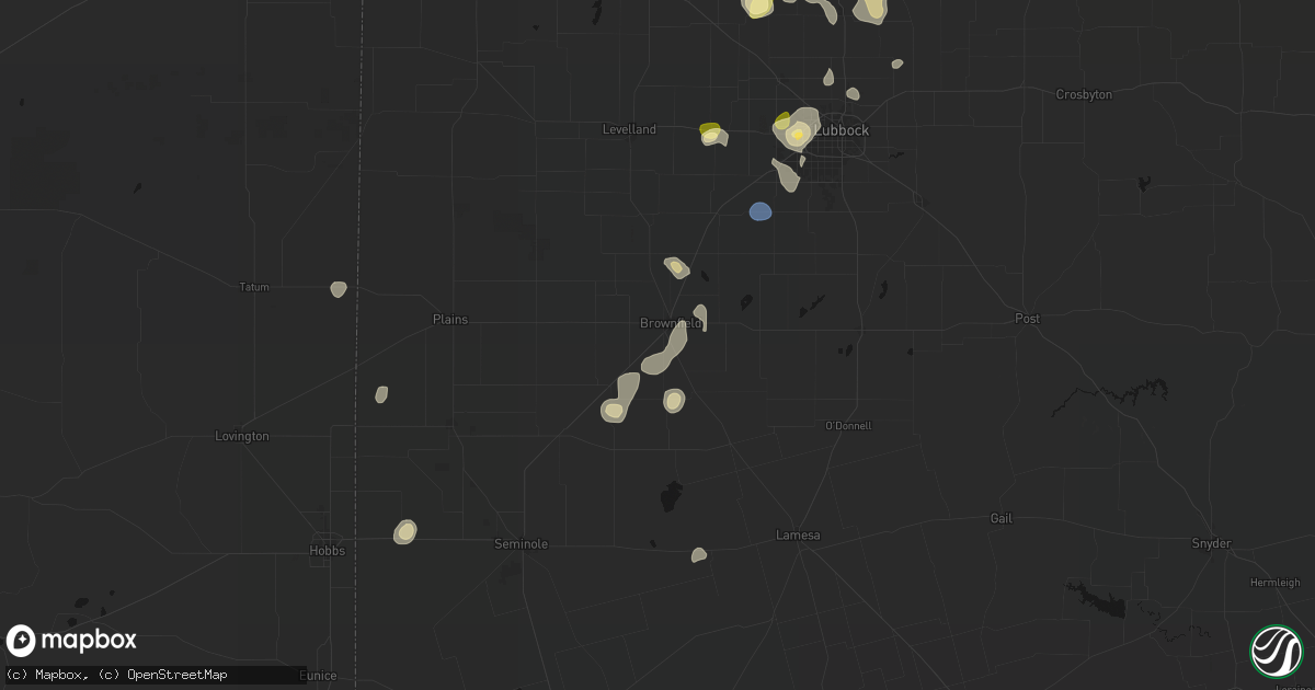 Hail map in Brownfield, TX on September 15, 2026