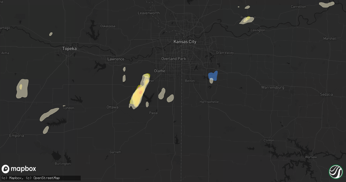 Hail map in Bucyrus, KS on September 15, 2026