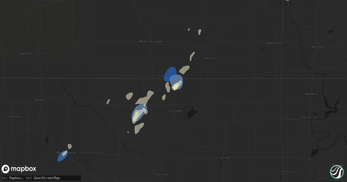 Hail map in Burlington, OK on September 15, 2026